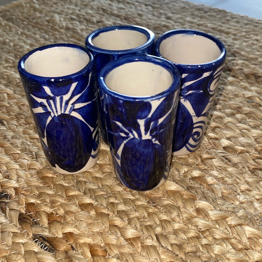 Talavera Mexican Hand Painted tequila shot glasses /set of 4